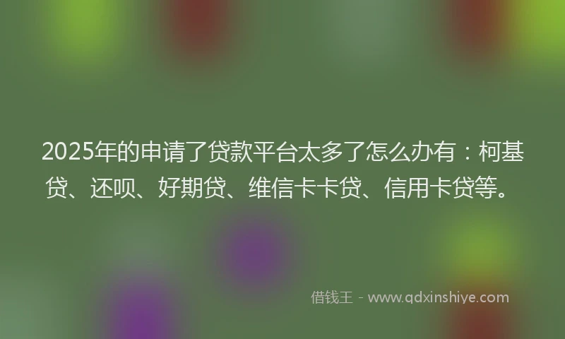 2025年的申请了贷款平台太多了怎么办有：柯基贷、还呗、好期贷、维信卡卡贷、信用卡贷等。