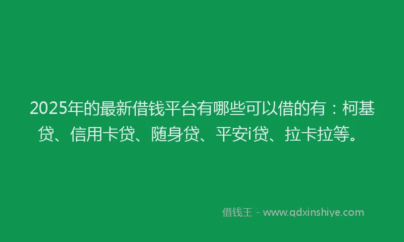 2025年的最新借钱平台有哪些可以借的有：柯基贷、信用卡贷、随身贷、平安i贷、拉卡拉等。