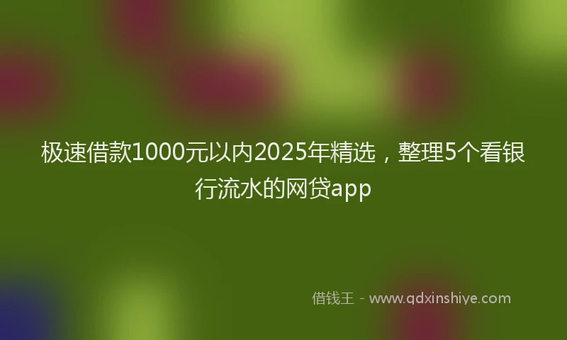 极速借款1000元以内2025年精选，整理5个看银行流水的网贷app