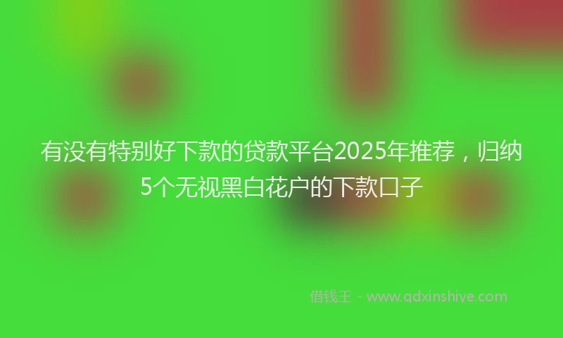 有没有特别好下款的贷款平台2025年推荐，归纳5个无视黑白花户的下款口子