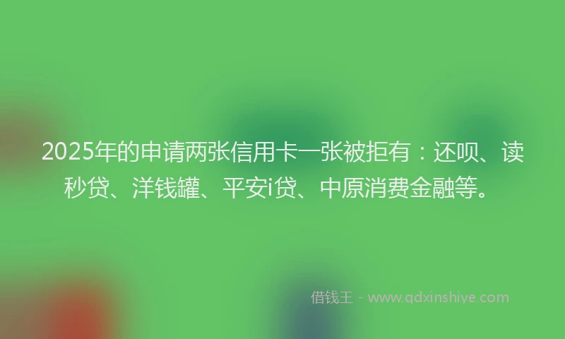 2025年的申请两张信用卡一张被拒有：还呗、读秒贷、洋钱罐、平安i贷、中原消费金融等。