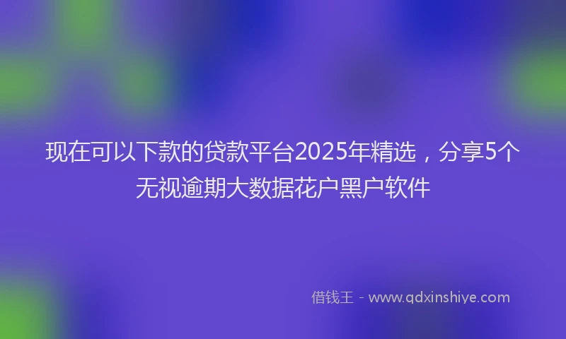 现在可以下款的贷款平台2025年精选，分享5个无视逾期大数据花户黑户软件