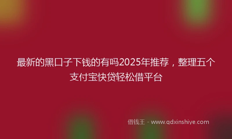 最新的黑口子下钱的有吗2025年推荐，整理五个支付宝快贷轻松借平台