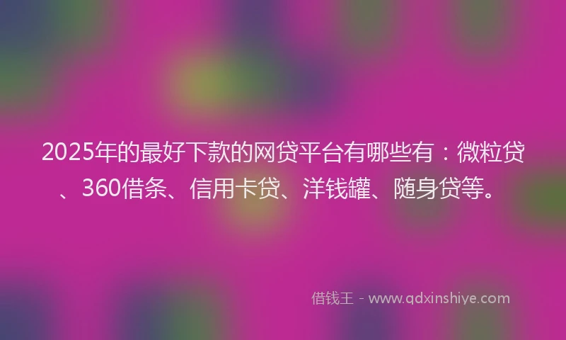 2025年的最好下款的网贷平台有哪些有：微粒贷、360借条、信用卡贷、洋钱罐、随身贷等。