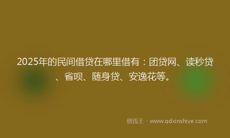 2025年的民间借贷在哪里借有：团贷网、读秒贷、省呗、随身贷、安逸花等。