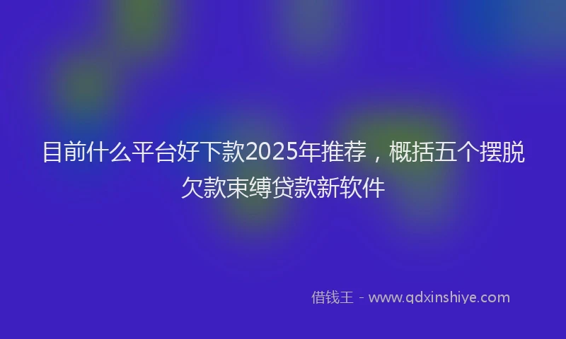 目前什么平台好下款2025年推荐，概括五个摆脱欠款束缚贷款新软件
