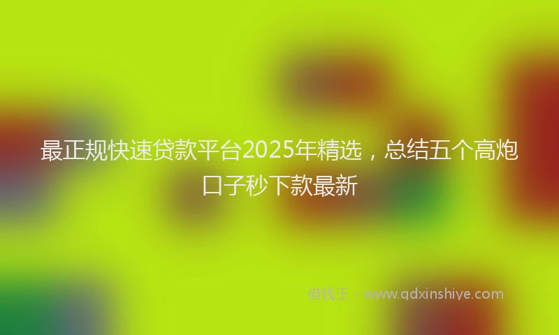 最正规快速贷款平台2025年精选，总结五个高炮口子秒下款最新