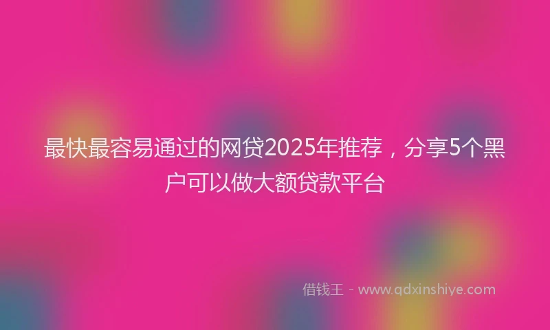 最快最容易通过的网贷2025年推荐，分享5个黑户可以做大额贷款平台