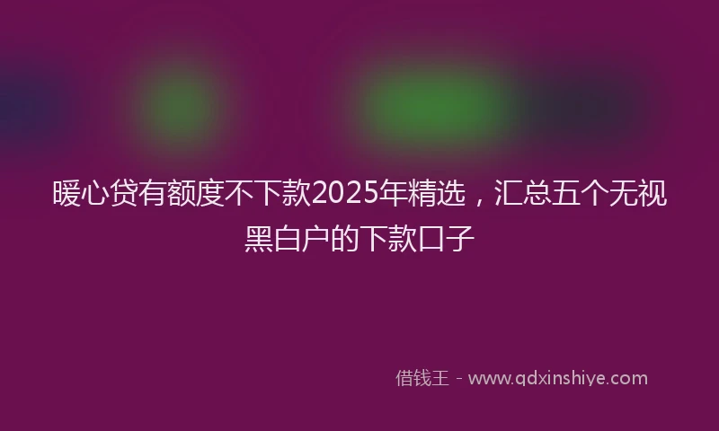 暖心贷有额度不下款2025年精选，汇总五个无视黑白户的下款口子