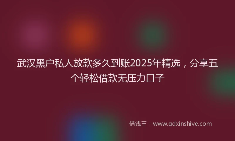 武汉黑户私人放款多久到账2025年精选，分享五个轻松借款无压力口子