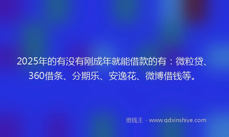 2025年的有没有刚成年就能借款的有：微粒贷、360借条、分期乐、安逸花、微博借钱等。