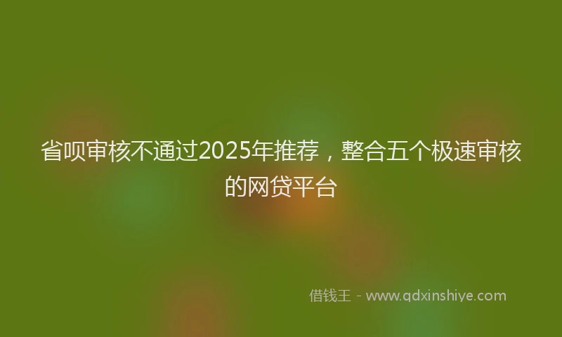 省呗审核不通过2025年推荐，整合五个极速审核的网贷平台