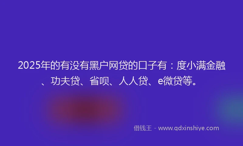 2025年的有没有黑户网贷的口子有：度小满金融、功夫贷、省呗、人人贷、e微贷等。
