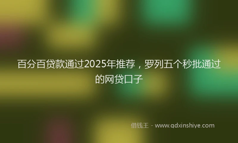 百分百贷款通过2025年推荐，罗列五个秒批通过的网贷口子