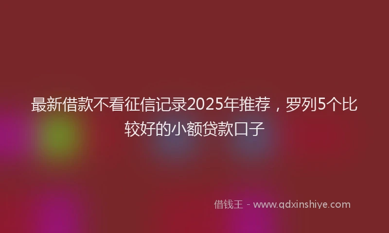 最新借款不看征信记录2025年推荐，罗列5个比较好的小额贷款口子