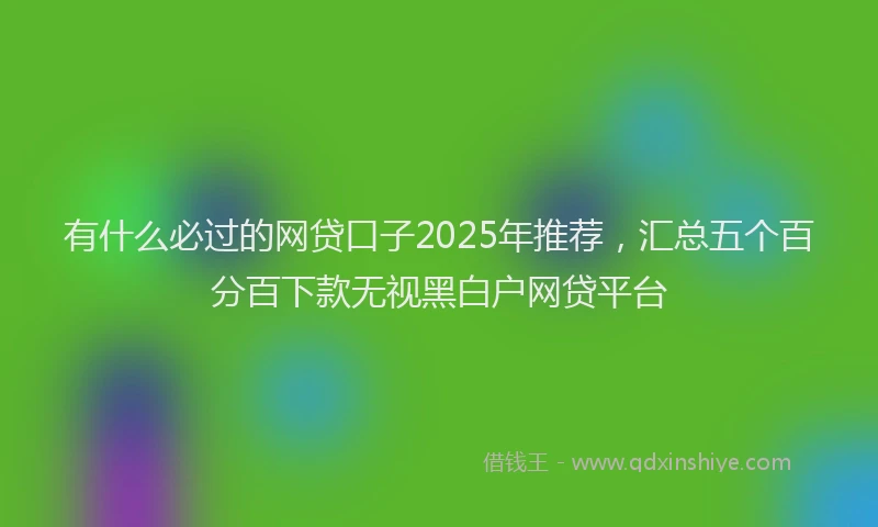 有什么必过的网贷口子2025年推荐，汇总五个百分百下款无视黑白户网贷平台