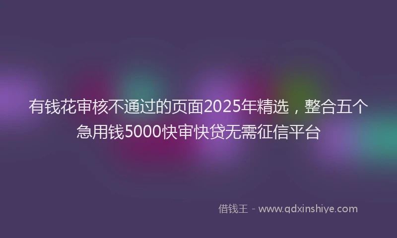 有钱花审核不通过的页面2025年精选，整合五个急用钱5000快审快贷无需征信平台