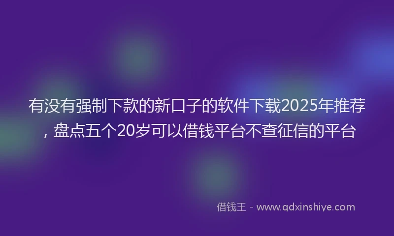 有没有强制下款的新口子的软件下载2025年推荐，盘点五个20岁可以借钱平台不查征信的平台