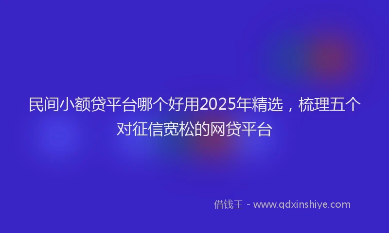 民间小额贷平台哪个好用2025年精选，梳理五个对征信宽松的网贷平台