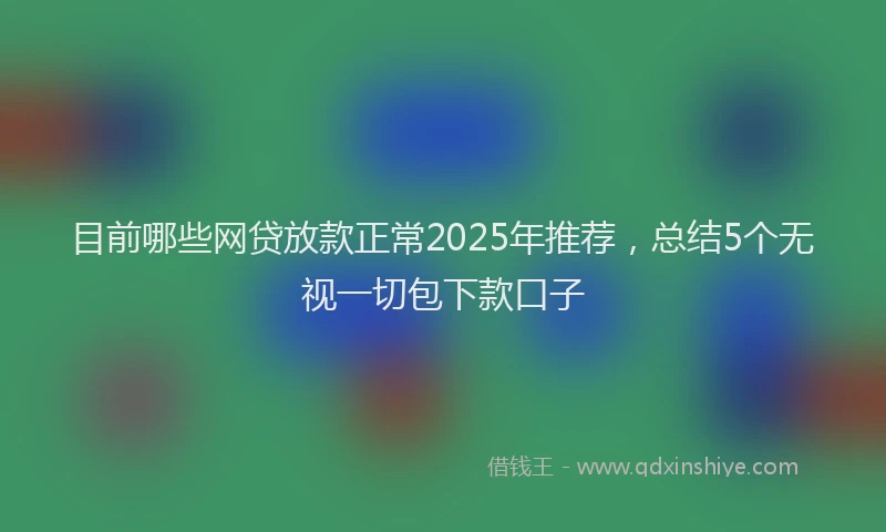 目前哪些网贷放款正常2025年推荐，总结5个无视一切包下款口子