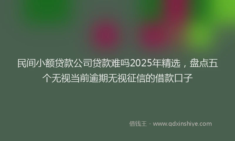 民间小额贷款公司贷款难吗2025年精选，盘点五个无视当前逾期无视征信的借款口子