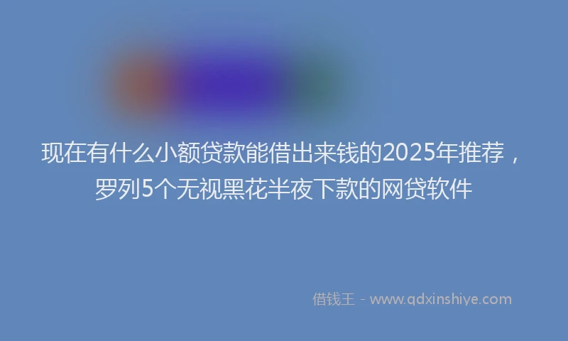 现在有什么小额贷款能借出来钱的2025年推荐，罗列5个无视黑花半夜下款的网贷软件