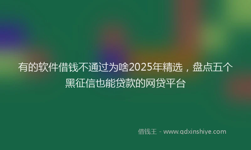 有的软件借钱不通过为啥2025年精选，盘点五个黑征信也能贷款的网贷平台