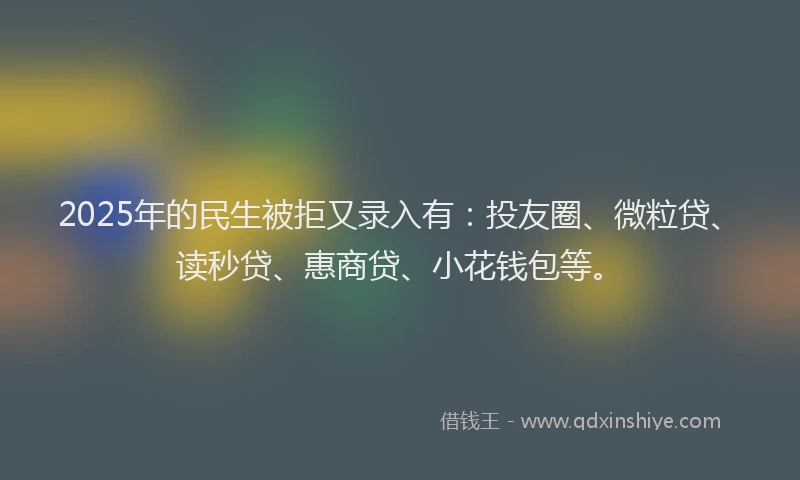 2025年的民生被拒又录入有：投友圈、微粒贷、读秒贷、惠商贷、小花钱包等。
