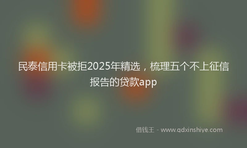 民泰信用卡被拒2025年精选，梳理五个不上征信报告的贷款app