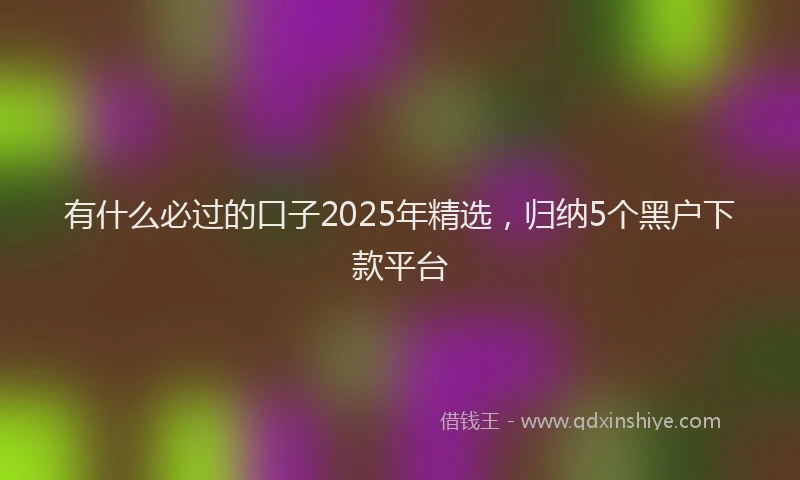 有什么必过的口子2025年精选，归纳5个黑户下款平台