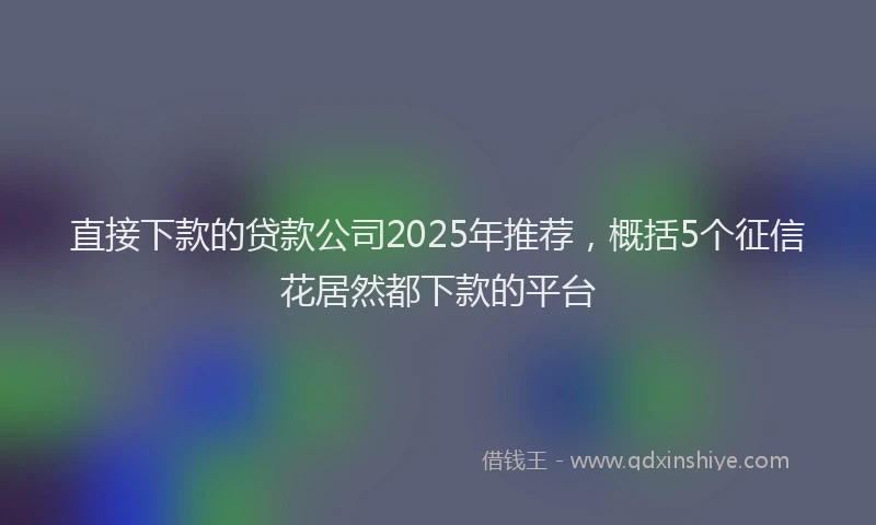 直接下款的贷款公司2025年推荐，概括5个征信花居然都下款的平台