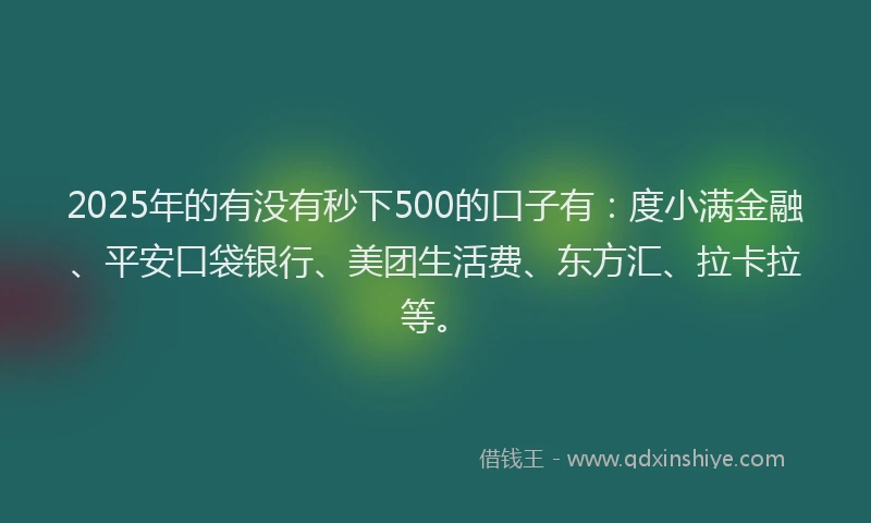 2025年的有没有秒下500的口子有：度小满金融、平安口袋银行、美团生活费、东方汇、拉卡拉等。
