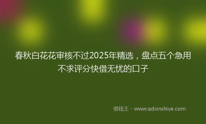 春秋白花花审核不过2025年精选，盘点五个急用不求评分快借无忧的口子