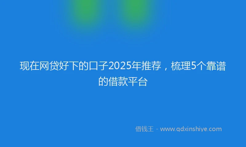 现在网贷好下的口子2025年推荐，梳理5个靠谱的借款平台