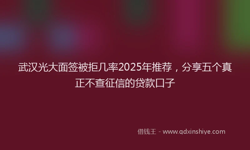 武汉光大面签被拒几率2025年推荐，分享五个真正不查征信的贷款口子