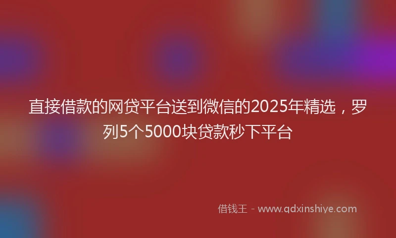 直接借款的网贷平台送到微信的2025年精选，罗列5个5000块贷款秒下平台