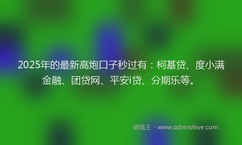 2025年的最新高炮口子秒过有：柯基贷、度小满金融、团贷网、平安i贷、分期乐等。