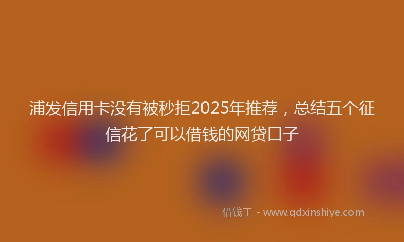 浦发信用卡没有被秒拒2025年推荐，总结五个征信花了可以借钱的网贷口子