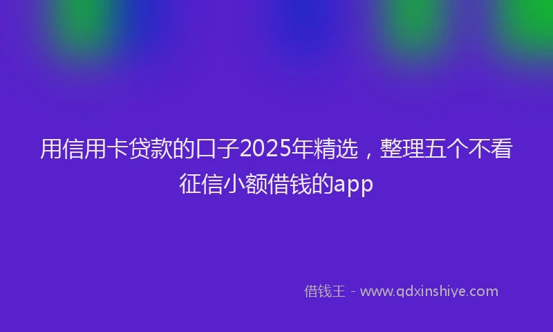 用信用卡贷款的口子2025年精选，整理五个不看征信小额借钱的app