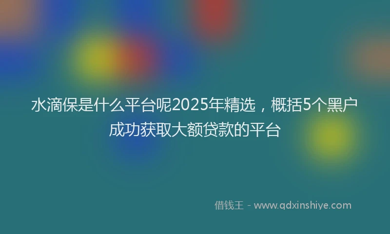 水滴保是什么平台呢2025年精选，概括5个黑户成功获取大额贷款的平台
