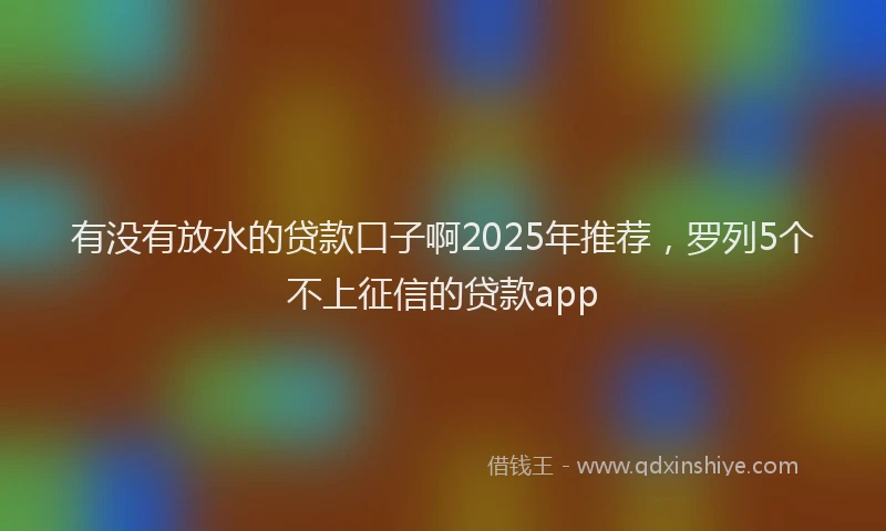 有没有放水的贷款口子啊2025年推荐，罗列5个不上征信的贷款app