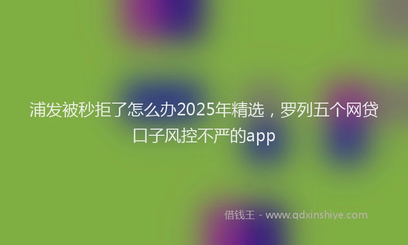 浦发被秒拒了怎么办2025年精选，罗列五个网贷口子风控不严的app