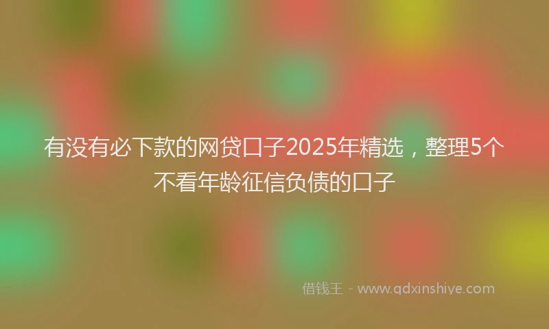 有没有必下款的网贷口子2025年精选，整理5个不看年龄征信负债的口子