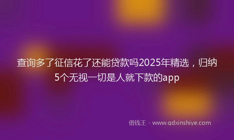 查询多了征信花了还能贷款吗2025年精选，归纳5个无视一切是人就下款的app