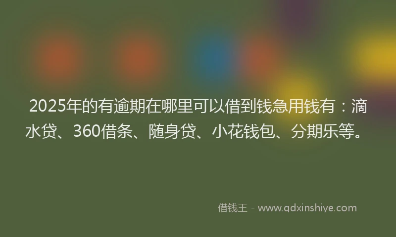 2025年的有逾期在哪里可以借到钱急用钱有：滴水贷、360借条、随身贷、小花钱包、分期乐等。
