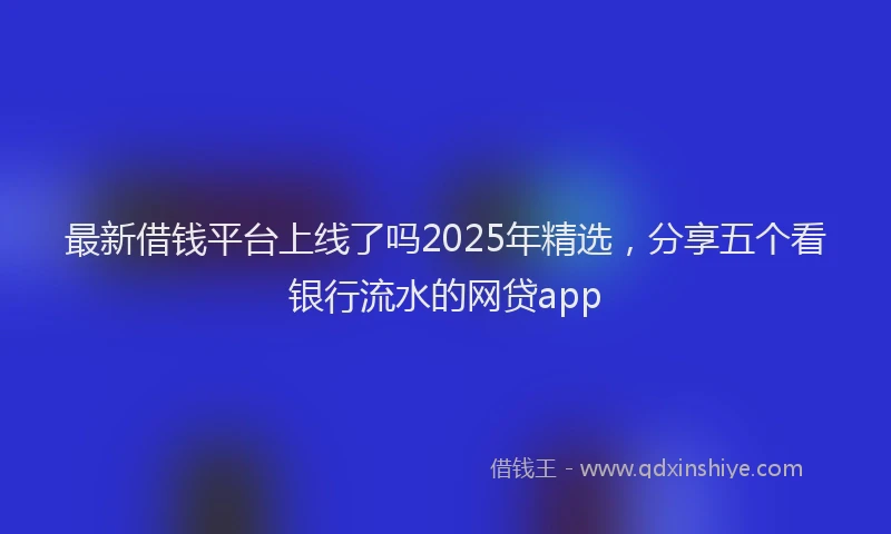 最新借钱平台上线了吗2025年精选，分享五个看银行流水的网贷app