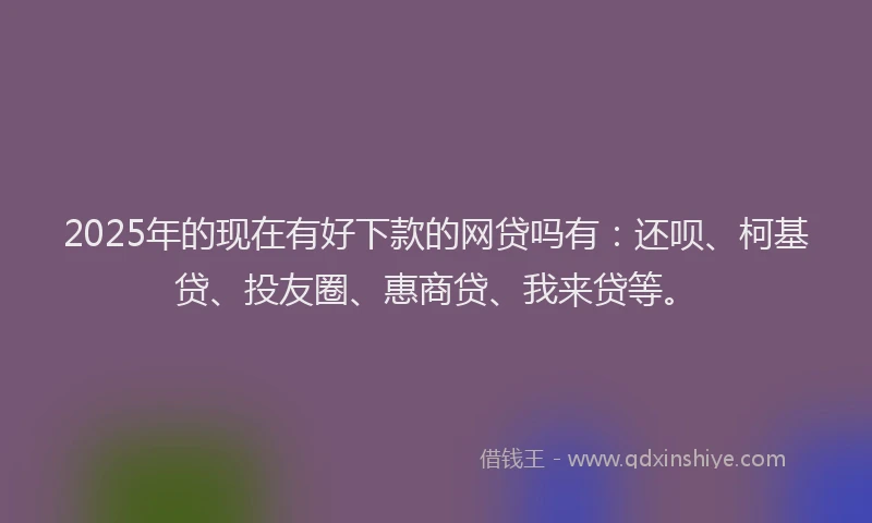 2025年的现在有好下款的网贷吗有：还呗、柯基贷、投友圈、惠商贷、我来贷等。