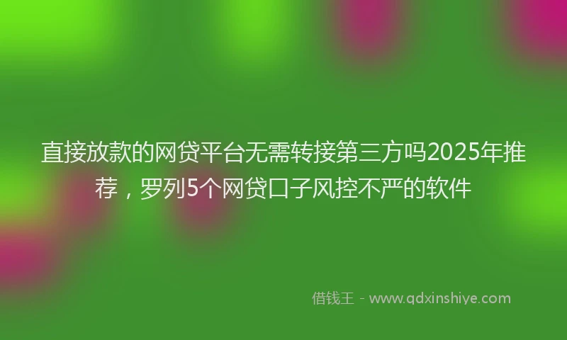 直接放款的网贷平台无需转接第三方吗2025年推荐，罗列5个网贷口子风控不严的软件