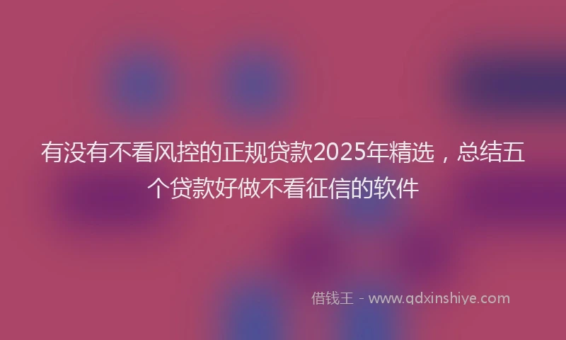 有没有不看风控的正规贷款2025年精选，总结五个贷款好做不看征信的软件