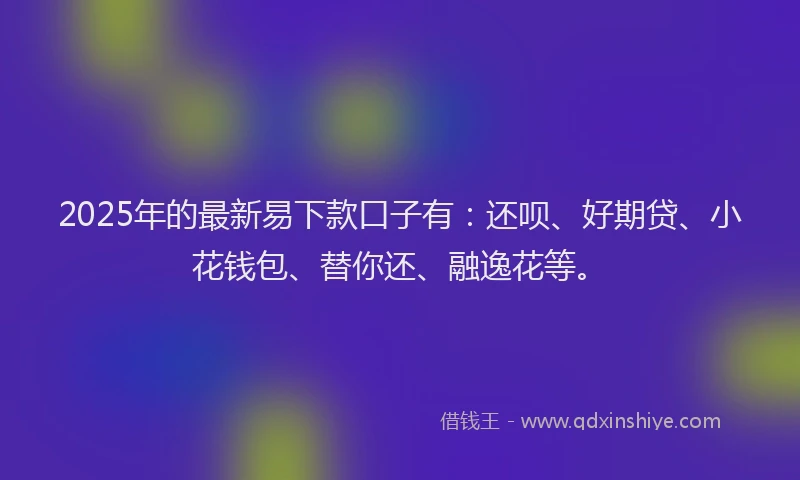 2025年的最新易下款口子有：还呗、好期贷、小花钱包、替你还、融逸花等。
